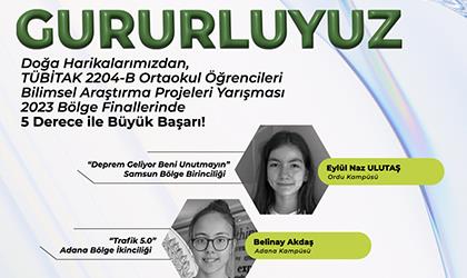ORTAOKUL ÖĞRENCİLERİMİZDEN TÜBİTAK'TA 5 DERECE